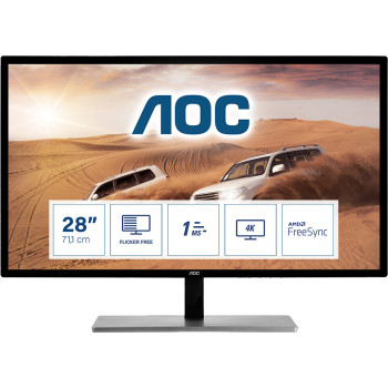 AOC 79 Series U2879VF monitor komputerowy 71,1 cm (28") 3840 x 2160 px 4K Ultra HD LCD Srebrny, Czarny