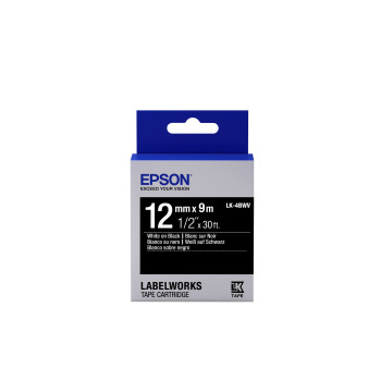 Epson Label Cartridge Vivid LK-4BWV White Black Label Tape 12mm (9m)