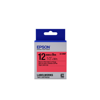 Epson Label Cartridge Pastel LK-4RBP Black Red 12mm (9m)