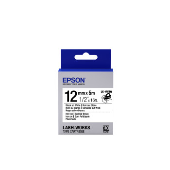 Epson Label Cartridge Iron on LK-4WBQ Black White 12mm (5m)