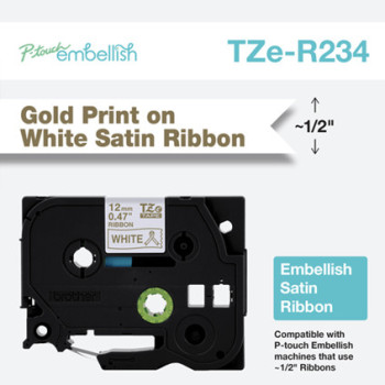 Brother TZE-R234 taśmy do etykietowania Złoty na białym