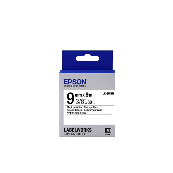 Epson Label Cartridge Standard LK-3WBN Standard Black White 9mm (9m) Epson Label Cartridge Standard LK-3WBN Standard Black White 9mm (9m)