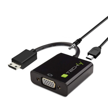 Techly IDATA HDMI-VGA4 adapter kablowy VGA (D-Sub) HDMI Type C (Mini) Czarny
