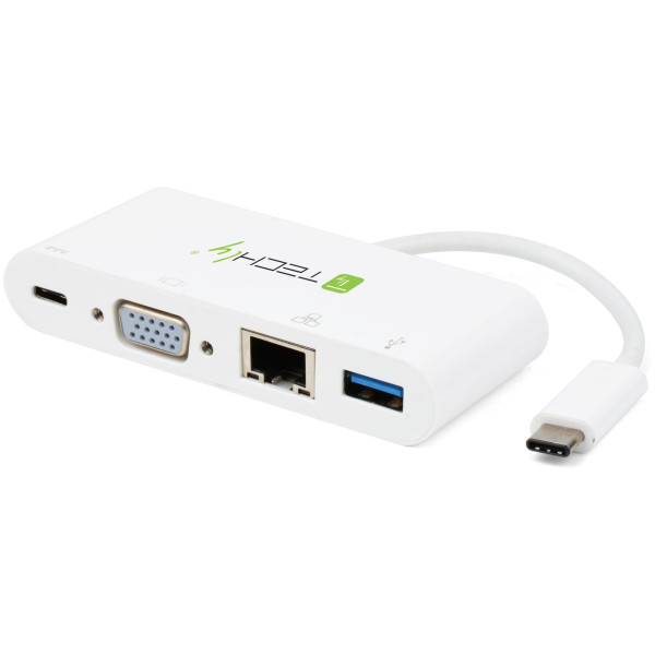 Techly IADAPUSB31DOC2 huby i koncentratory USB 3.2 Gen 1 (3.1 Gen 1) Type-C 5000 Mbit s Biały Techly IADAPUSB31DOC2 huby i koncentratory USB 3.2 Gen 1 (3.1 Gen 1) Type-C 5000 Mbit s Biały