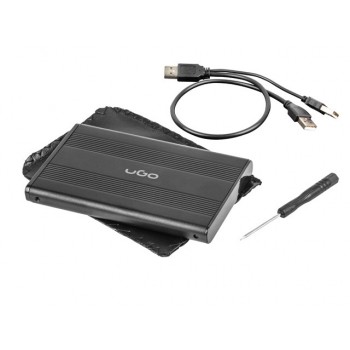 Obudowa UGO UKZ-1003 (2.5", USB 2.0, Aluminium, kolor czarny)
