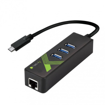 Techly IDATA USB-ETGIGA-3C2 huby i koncentratory USB 3.2 Gen 1 (3.1 Gen 1) Type-C 5000 Mbit s Czarny