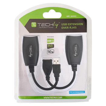 Techly IUSB-EXTENDTY5 zmieniacz płci   kabli USB RJ-45 Czarny