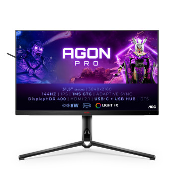AOC AGON AG324UX monitor komputerowy 80 cm (31.5") 3840 x 2160 px 4K Ultra HD LED Czarny, Czerwony