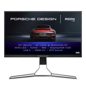 AOC Porsche PD32M LED display 80 cm (31.5") 3840 x 2160 px 4K Ultra HD IPS Czarny, Szary
