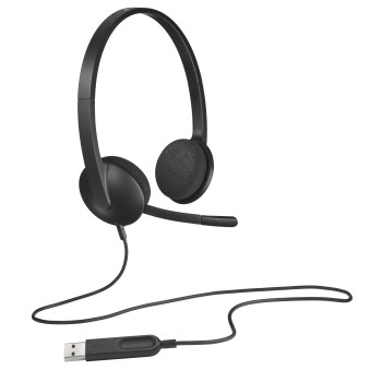 Logitech H340 Zestaw słuchawkowy Przewodowa Opaska na głowę Biuro centrum telefoniczne USB Typu-A Czarny