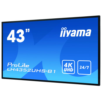 iiyama LH4352UHS-B1 signage display Płaski panel Digital Signage 108 cm (42.5") IPS 500 cd m² 4K Ultra HD Czarny Procesor