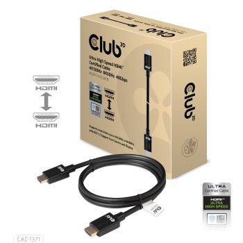 CLUB3D Ultra High Speed HDMI 4K120Hz, 8K60Hz Certified Cable 48Gbps M M 1 m 3.28 ft