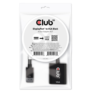 CLUB3D CAC-2013 adapter kablowy 0,228 m Displayport VGA Czarny