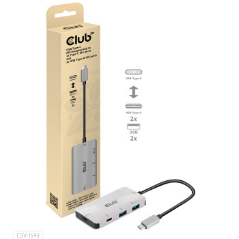 CLUB3D CSV-1543 huby i koncentratory USB 3.2 Gen 2 (3.1 Gen 2) Type-C 10000 Mbit s Czarny, Srebrny