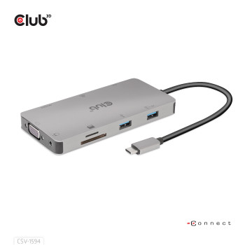 CLUB3D CSV-1594 huby i koncentratory USB 3.2 Gen 1 (3.1 Gen 1) Type-C 5000 Mbit s Czarny, Szary