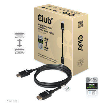 CLUB3D Ultra High Speed HDMI 4K120Hz, 8K60Hz Certified Cable 48Gbps M M 2 m   6.56 ft