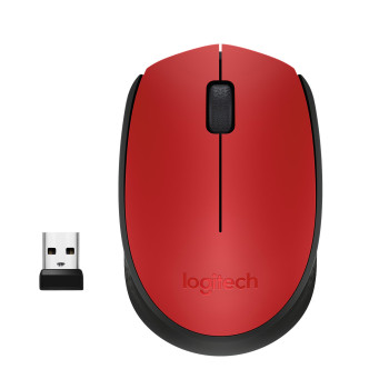Logitech M171 Red-K myszka Oburęczny RF Wireless Optyczny 1000 DPI