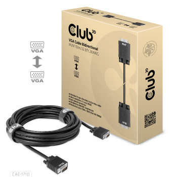 CLUB3D CAC-1710 adapter kablowy 10 m VGA (D-Sub) Czarny