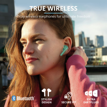 Trust Nika Zestaw słuchawkowy True Wireless Stereo (TWS) Douszny Połączenia muzyka Bluetooth Turkusowy