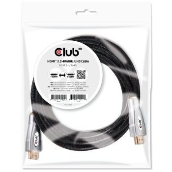 CLUB3D HDMI 2.0 4K60Hz UHD Cable 5m 16.4ft