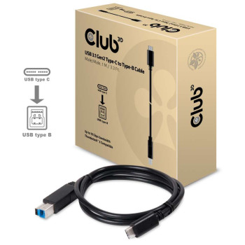 CLUB3D USB 3.1 Gen2 Type-C to Type-B Cable Male Male, 1 M.  3.3 Ft.