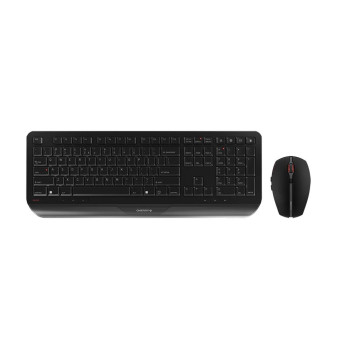 CHERRY Desktop GENTIX [EU US] WL black US-Englisch mit EURO Symbol klawiatura Dołączona myszka RF Wireless Czarny