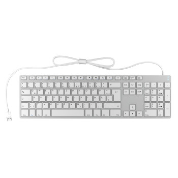 KeySonic KSK-8022U klawiatura USB QWERTZ Niemiecki Srebrny, Biały