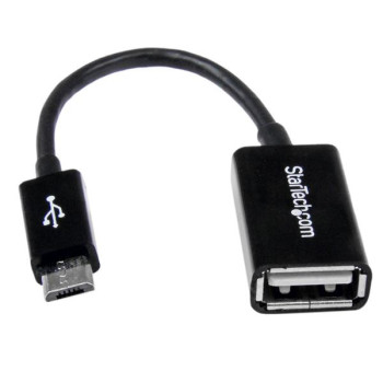 StarTech.com UUSBOTG kabel USB 0,127 m USB 2.0 Micro-USB B USB A Czarny