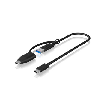 ICY BOX IB-CB033 kabel USB 0,35 m USB 3.2 Gen 2 (3.1 Gen 2) USB C USB A Czarny