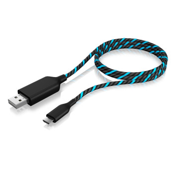 ICY BOX IB-CB023EL kabel USB 1 m USB 2.0 USB A Micro-USB B Czarny, Niebieski