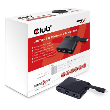 CLUB3D USB Type-C to Ethernet + USB 3.0 + USB Type-C Charging Mini Dock