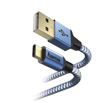 Hama 00178295 kabel USB 1,5 m USB 2.0 USB A USB C Czarny, Niebieski