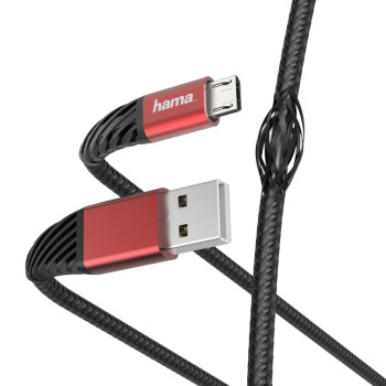 Hama Extreme kabel USB 1,5 m USB 2.0 USB A Micro-USB B Czarny, Czerwony