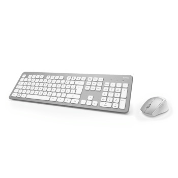 Hama KMW-700 klawiatura Dołączona myszka RF Wireless QWERTZ Niemiecki Srebrny, Biały