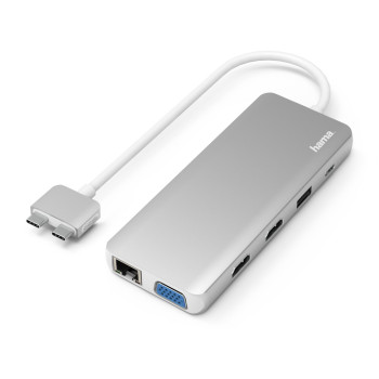 Hama 00200133 huby i koncentratory USB 3.2 Gen 1 (3.1 Gen 1) Type-C 5000 Mbit s Srebrny, Biały