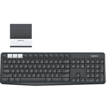 Logitech K375s Multi-Device Wireless Keyboard and Stand Combo klawiatura RF Wireless + Bluetooth QWERTY Skandynawia Grafitowy,