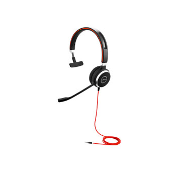 Jabra Evolve 40 Zestaw słuchawkowy Przewodowa Opaska na głowę Biuro centrum telefoniczne Bluetooth Czarny, Czerwony, Srebrny