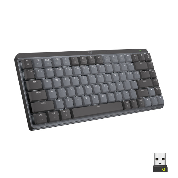 Logitech MX Mini Mechanical klawiatura RF Wireless + Bluetooth QWERTY Amerykański międzynarodowy Grafitowy, Szary Logitech MX Mini Mechanical klawiatura RF Wireless + Bluetooth QWERTY Amerykański międzynarodowy Grafitowy, Szary