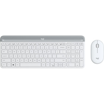 Logitech MK470 klawiatura Dołączona myszka RF Wireless Hiszpański Biały
