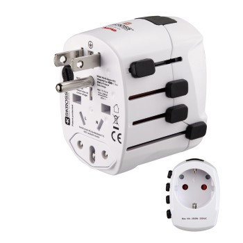 Hama World Travel Pro adapter wtyczek zasilających Uniwersalne Typu F Biały