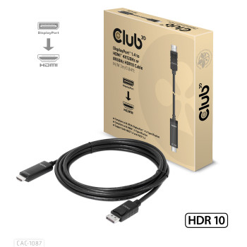 CLUB3D CAC-1087 adapter kablowy 3 m DisplayPort HDMI Czarny