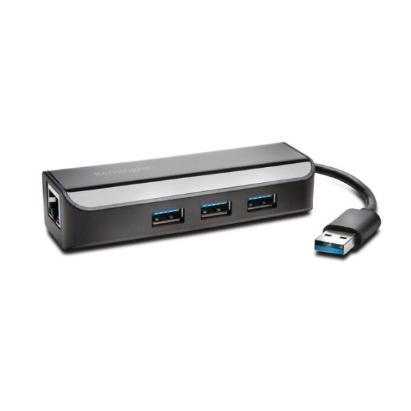 Kensington Adapter USB 3.0 Ethernet z 3-portowym koncentratorem Kensington Adapter USB 3.0 Ethernet z 3-portowym koncentratorem
