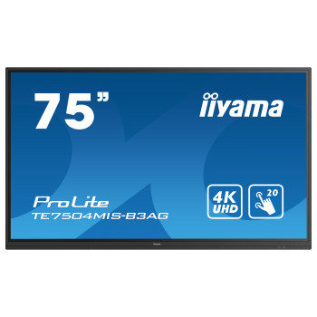 iiyama TE7504MIS-B3AG signage display Interaktywny płaski panel 190,5 cm (75") Wi-Fi 400 cd m² 4K Ultra HD Czarny Ekran
