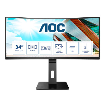 AOC CU34P2C monitor komputerowy 86,4 cm (34") 3440 x 1440 px UltraWide Quad HD LED Czarny