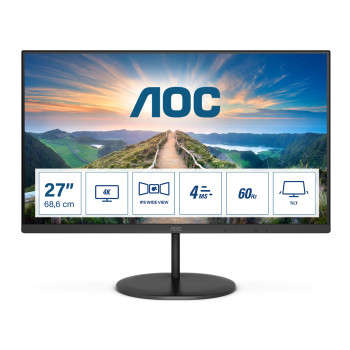 AOC V4 U27V4EA monitor komputerowy 68,6 cm (27") 3840 x 2160 px 4K Ultra HD LED Czarny