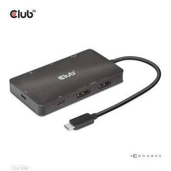 CLUB3D CSV-1598 huby i koncentratory USB 3.2 Gen 2 (3.1 Gen 2) Type-C 10000 Mbit s Czarny
