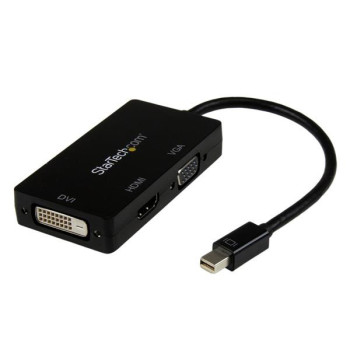 StarTech.com MDP2VGDVHD adapter kablowy 0,15 m Mini DisplayPort DVI-D + VGA (D-Sub) + HDMI Czarny