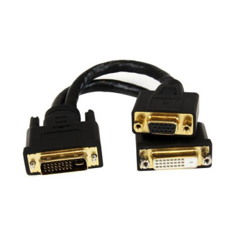 StarTech.com DVI92030202L adapter kablowy 0,203 m DVI-I DVI-D + VGA (D-Sub) Czarny