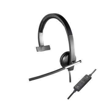 Logitech H650e Zestaw słuchawkowy Przewodowa Opaska na głowę Biuro centrum telefoniczne USB Typu-A Czarny, Srebrny