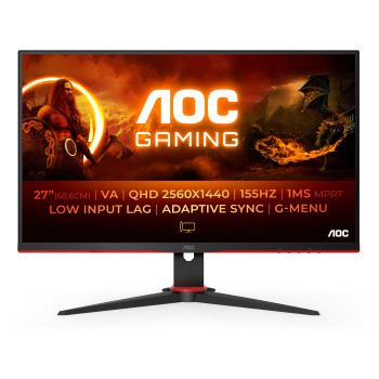 AOC G2 Q27G2E BK monitor komputerowy 68,6 cm (27") 2560 x 1440 px Quad HD Czarny, Czerwony